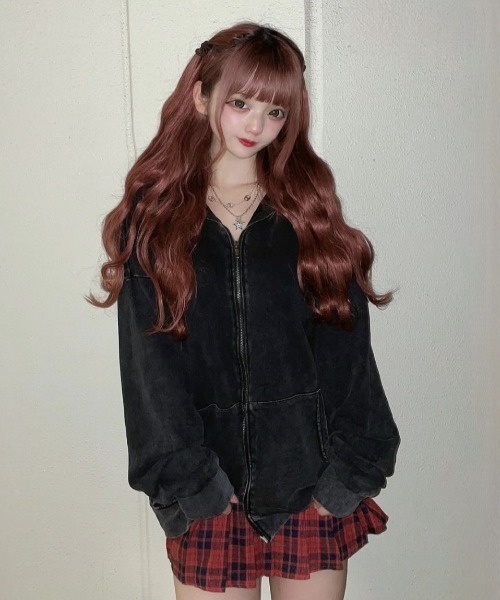 【SOCCE】ヴィンテージライクスプレー加工ダブルZIPパーカー SOCCE（ソーシー）の「ヴィンテージライクスプレー加工ダブルZIP