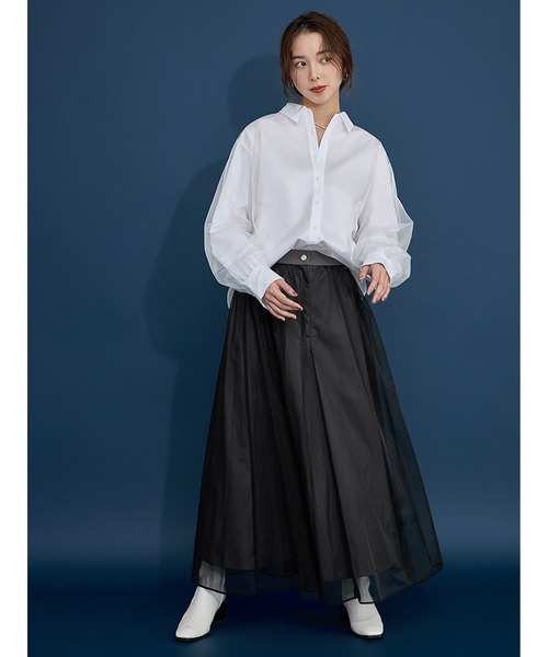 Stylevoice for xxx（スタイルヴォイスフォー）の「シアードッキングブラウス（シャツ/ブラウス・レディース・ホワイト/ネイビー/ベージュ・FREE）」の16枚目の写真