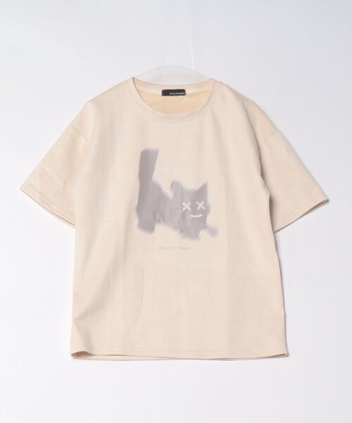 STYLE NUMBER（スタイルナンバー）の「【 STYLE NUMBER / スタイルナンバー 】 レディース  ネコプリント Tシャツ（Tシャツ/カットソー・レディース・ブラック/チャコールグレー/ベージュ・MEDIUM/LARGE）」の3枚目の写真