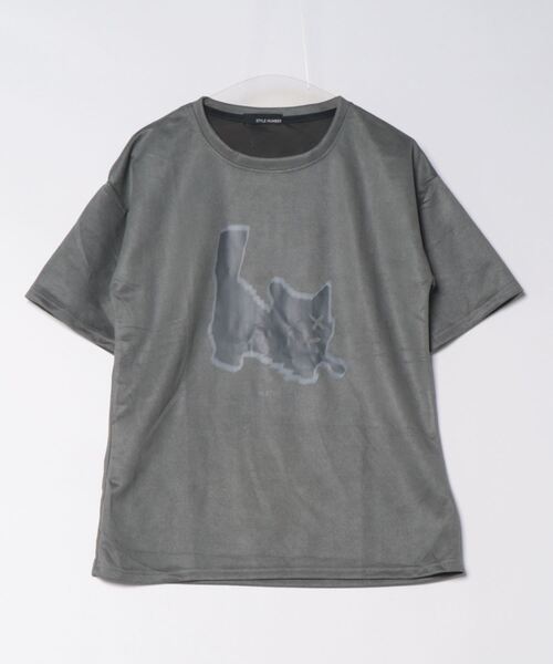 STYLE NUMBER（スタイルナンバー）の「【 STYLE NUMBER / スタイルナンバー 】 レディース  ネコプリント Tシャツ（Tシャツ/カットソー・レディース・ブラック/チャコールグレー/ベージュ・MEDIUM/LARGE）」の2枚目の写真