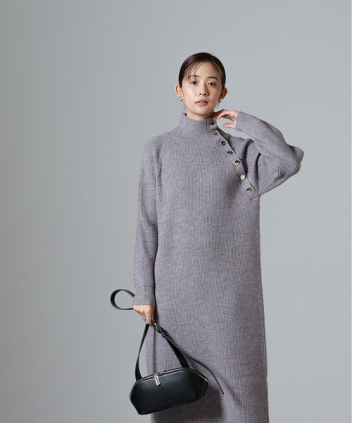 セール】釦ディティール片畦ニットワンピース（ワンピース）｜NANO