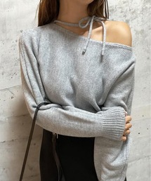 ストラップリボンワンショルニット