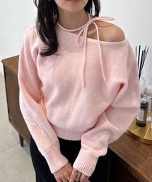 ピンク オフショルダー ニット セーター新品 Jines（ジネス） ニット セーター フォックスカシミヤ オフショルダー