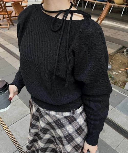 セール】ストラップリボンワンショルニット（ニット/セーター
