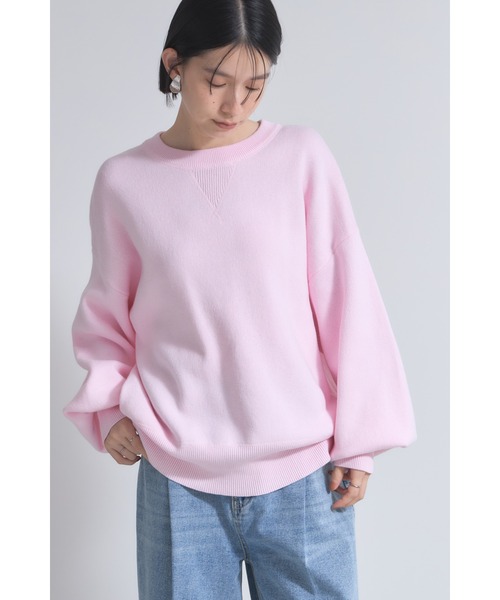 &. NOSTALGIA(アンドドットノスタルジア)の「スウェットライクニットプルオーバー(ニット/セーター・レディース・グレー/ホワイト/ピンク/ブラック/オレンジ・M)」の4枚目の写真