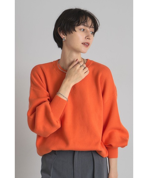 &. NOSTALGIA(アンドドットノスタルジア)の「スウェットライクニットプルオーバー(ニット/セーター・レディース・グレー/ホワイト/ピンク/ブラック/オレンジ・M)」の5枚目の写真