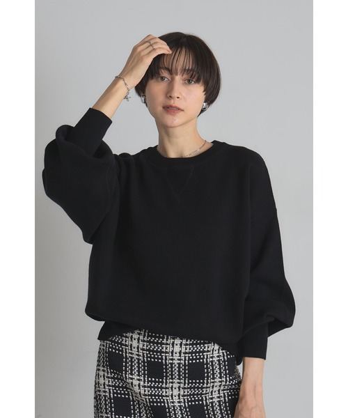 &. NOSTALGIA(アンドドットノスタルジア)の「スウェットライクニットプルオーバー(ニット/セーター・レディース・グレー/ホワイト/ピンク/ブラック/オレンジ・M)」の3枚目の写真