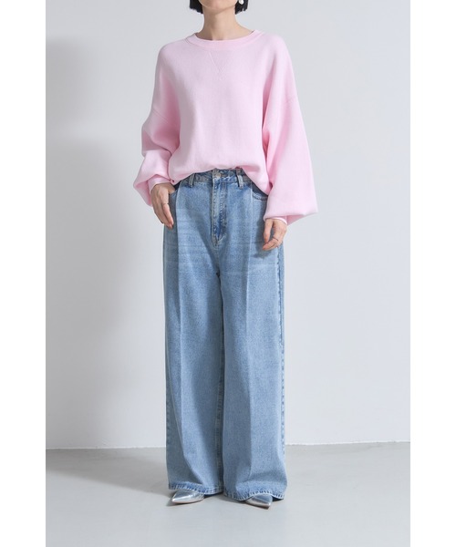 &. NOSTALGIA(アンドドットノスタルジア)の「スウェットライクニットプルオーバー(ニット/セーター・レディース・グレー/ホワイト/ピンク/ブラック/オレンジ・M)」の6枚目の写真