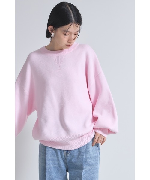 &. NOSTALGIA(アンドドットノスタルジア)の「スウェットライクニットプルオーバー(ニット/セーター・レディース・グレー/ホワイト/ピンク/ブラック/オレンジ・M)」の9枚目の写真