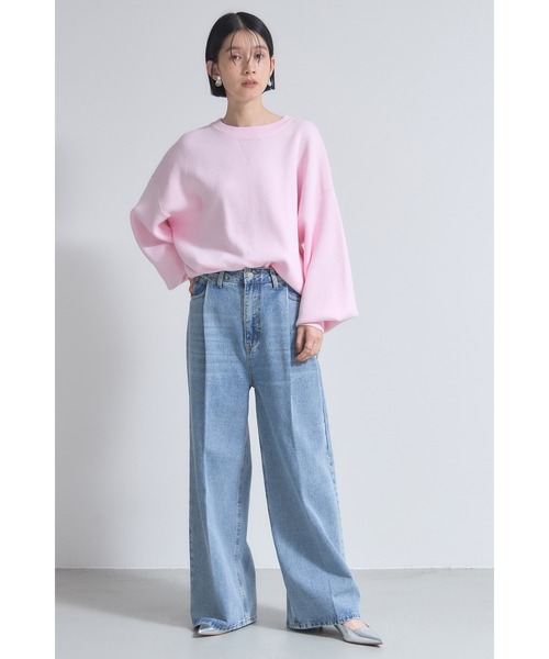 &. NOSTALGIA(アンドドットノスタルジア)の「スウェットライクニットプルオーバー(ニット/セーター・レディース・グレー/ホワイト/ピンク/ブラック/オレンジ・M)」の11枚目の写真