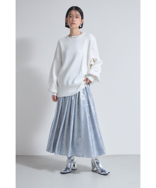 &. NOSTALGIA(アンドドットノスタルジア)の「スウェットライクニットプルオーバー(ニット/セーター・レディース・グレー/ホワイト/ピンク/ブラック/オレンジ・M)」の14枚目の写真