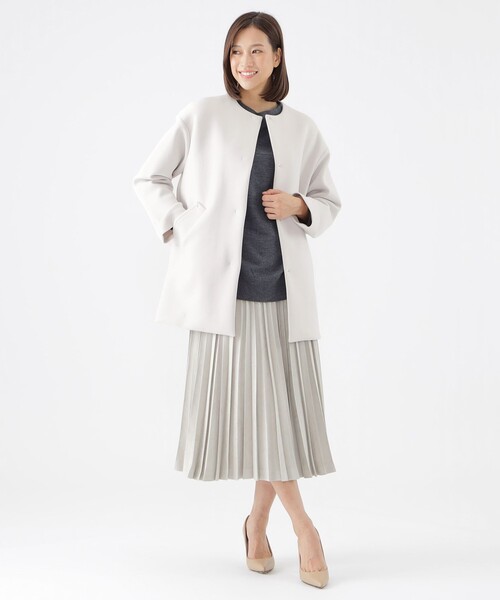 【セール】【L】【ウォッシャブル】ベアダンボールノーカラーコート（ノーカラーコート）｜TRANS WORK（トランスワーク）