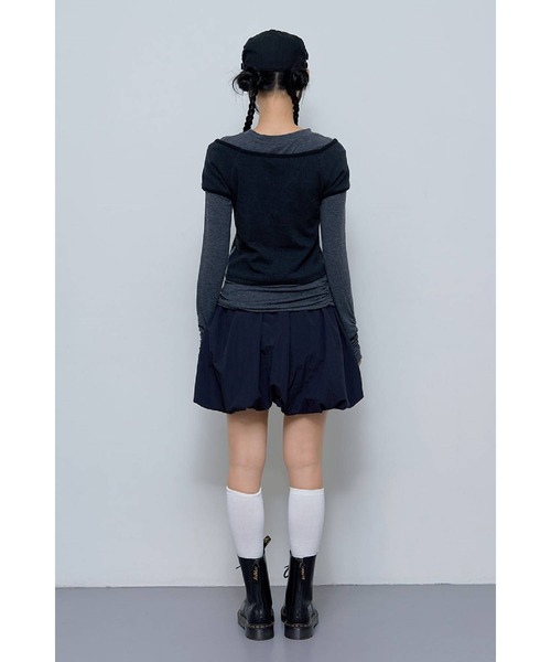 FANCY CLUB（ファンシークラブ）の「NASTY FANCY CLUB／ローズレイヤードロングスリーブ（Tシャツ/カットソー・レディース・レッド/チャコール・FREE）」の5枚目の写真