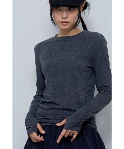 FANCY CLUB（ファンシークラブ）の「NASTY FANCY CLUB／ローズレイヤードロングスリーブ（Tシャツ/カットソー・レディース・レッド/チャコール・FREE）」の6枚目の写真