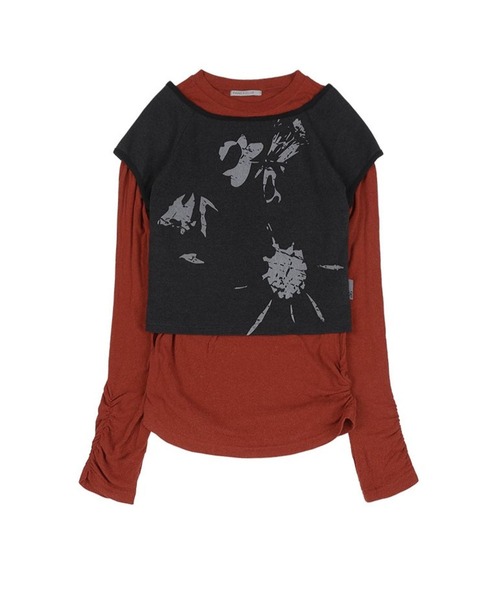 FANCY CLUB（ファンシークラブ）の「NASTY FANCY CLUB／ローズレイヤードロングスリーブ（Tシャツ/カットソー・レディース・レッド/チャコール・FREE）」の13枚目の写真