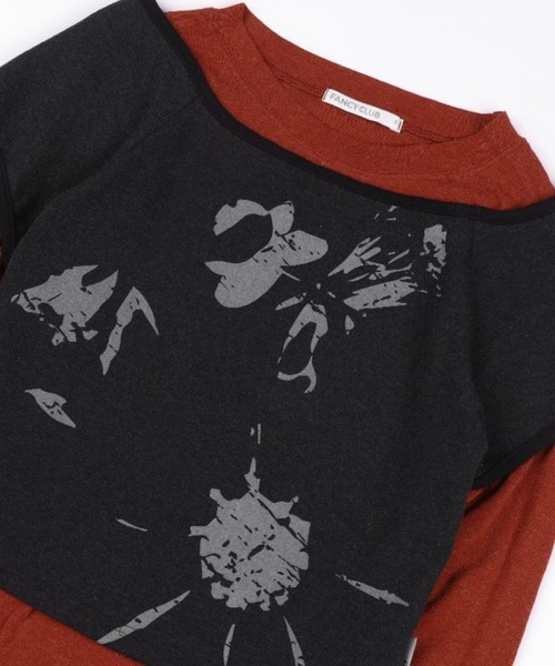 FANCY CLUB（ファンシークラブ）の「NASTY FANCY CLUB／ローズレイヤードロングスリーブ（Tシャツ/カットソー・レディース・レッド/チャコール・FREE）」の17枚目の写真