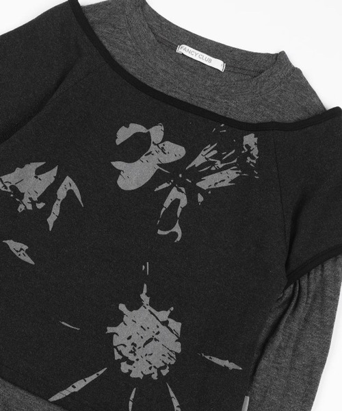 FANCY CLUB（ファンシークラブ）の「NASTY FANCY CLUB／ローズレイヤードロングスリーブ（Tシャツ/カットソー・レディース・レッド/チャコール・FREE）」の18枚目の写真