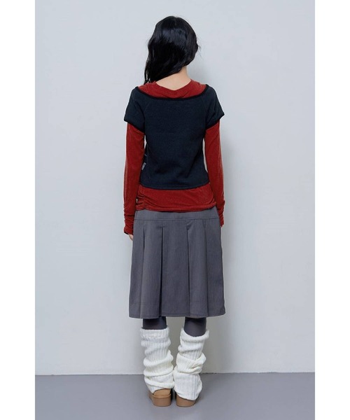 FANCY CLUB（ファンシークラブ）の「NASTY FANCY CLUB／ローズレイヤードロングスリーブ（Tシャツ/カットソー・レディース・レッド/チャコール・FREE）」の9枚目の写真