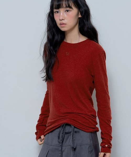 FANCY CLUB（ファンシークラブ）の「NASTY FANCY CLUB／ローズレイヤードロングスリーブ（Tシャツ/カットソー・レディース・レッド/チャコール・FREE）」の11枚目の写真