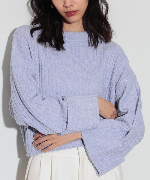 GALLEST（ギャレスト）の「◆スパンコール混クルーネックニット（ニット/セーター・レディース・ホワイト系/チャコールグレー/ベージュ/ブルーグリーン/パープル・38）」の5枚目の写真