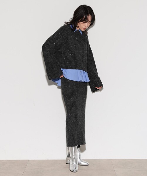 GALLEST（ギャレスト）の「◆スパンコール混クルーネックニット（ニット/セーター・レディース・ホワイト系/チャコールグレー/ベージュ/ブルーグリーン/パープル・38）」の10枚目の写真