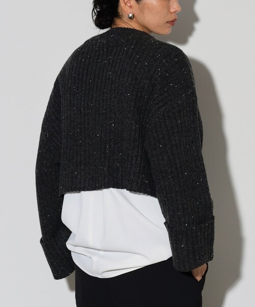 GALLEST（ギャレスト）の「◆スパンコール混クルーネックニット（ニット/セーター・レディース・ホワイト系/チャコールグレー/ベージュ/ブルーグリーン/パープル・38）」の14枚目の写真