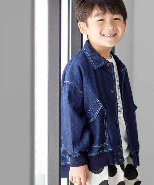 MAKE YOUR DAY（メイクユアデイ）の「デニムジャケット■80～140cm（デニムジャケット・キッズ・ネイビー/ブルー・90/100/110/120/130/140/80）」の2枚目の写真