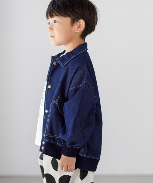 MAKE YOUR DAY（メイクユアデイ）の「デニムジャケット■80～140cm（デニムジャケット・キッズ・ネイビー/ブルー・90/100/110/120/130/140/80）」の3枚目の写真