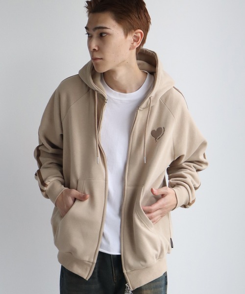 STARTER BLACK LABEL(スターターブラックレーベル)の「【STARTER /スターター】裏起毛 サイドライン ジップアップパーカー(パーカー・メンズ・ベージュ/ホワイト・L/XL/M)」の4枚目の写真