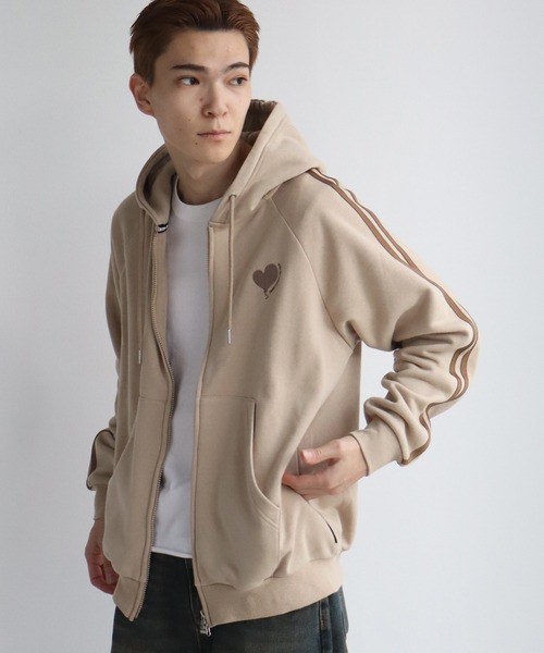 STARTER BLACK LABEL(スターターブラックレーベル)の「【STARTER /スターター】裏起毛 サイドライン ジップアップパーカー(パーカー・メンズ・ベージュ/ホワイト・L/XL/M)」の3枚目の写真