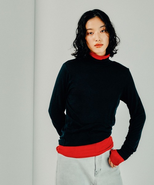 LEPSIM（レプシィム）の「テンセル混タートル　145367（Tシャツ/カットソー・レディース・レッド/ライトグリーン/ブラック/オフホワイト/グリーン/レッド系その他/チャコールグレー・FREE）」の14枚目の写真