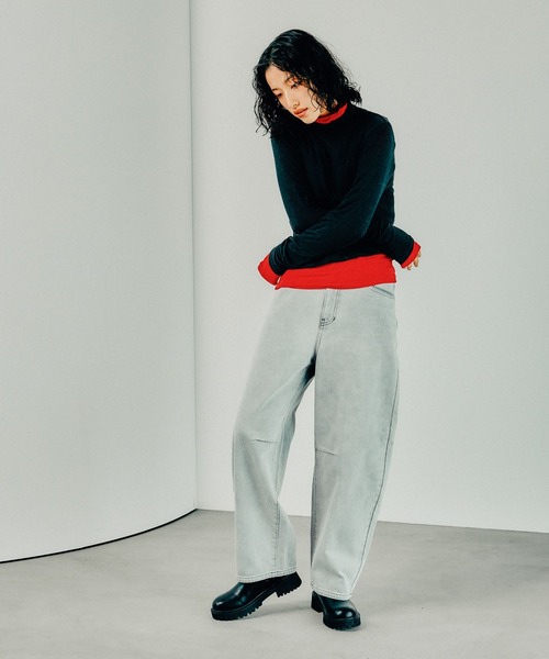 LEPSIM（レプシィム）の「テンセル混タートル　145367（Tシャツ/カットソー・レディース・レッド/ライトグリーン/ブラック/オフホワイト/グリーン/レッド系その他/チャコールグレー・FREE）」の18枚目の写真