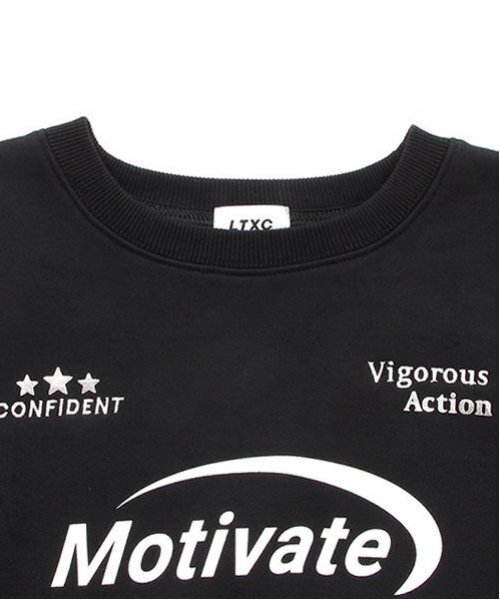 LOVETOXIC(ラブトキシック)の「【LTXC】裏起毛ラインクロップドトレーナー(スウェット・キッズ・ブラック/カーキ/オフホワイト・L/M/S)」の14枚目の写真