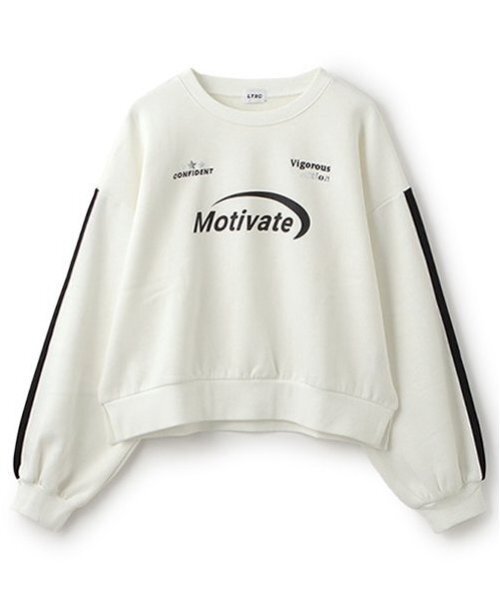 LOVETOXIC(ラブトキシック)の「【LTXC】裏起毛ラインクロップドトレーナー(スウェット・キッズ・ブラック/カーキ/オフホワイト・L/M/S)」の8枚目の写真