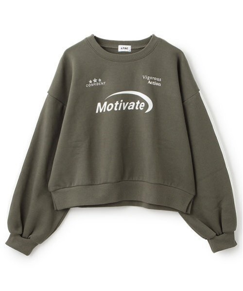 LOVETOXIC(ラブトキシック)の「【LTXC】裏起毛ラインクロップドトレーナー(スウェット・キッズ・ブラック/カーキ/オフホワイト・L/M/S)」の7枚目の写真