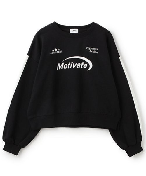 LOVETOXIC(ラブトキシック)の「【LTXC】裏起毛ラインクロップドトレーナー(スウェット・キッズ・ブラック/カーキ/オフホワイト・L/M/S)」の6枚目の写真