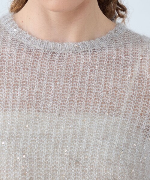 セール】ラメスパンコールモヘヤ クルーネックプルオーバー（ニット