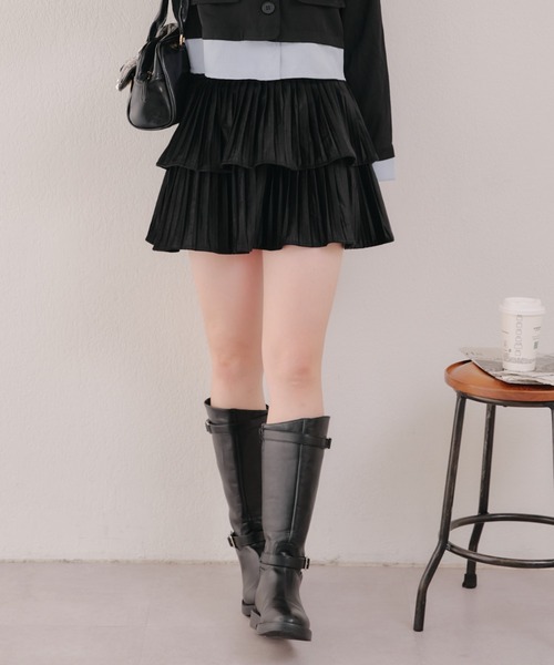 APPORTE PAR LES MARCHES（アポルテパーレマルシェ）の「ティアードミニプリーツスカート（スカート・レディース・ブラウン/ブラック/アイボリー・FREE）」の16枚目の写真