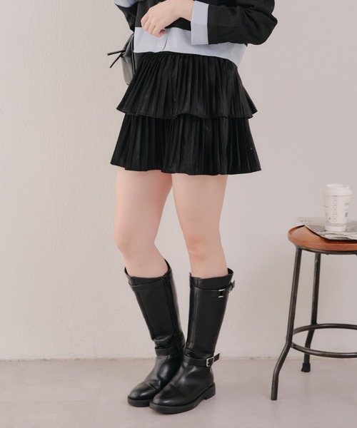 APPORTE PAR LES MARCHES（アポルテパーレマルシェ）の「ティアードミニプリーツスカート（スカート・レディース・ブラウン/ブラック/アイボリー・FREE）」の15枚目の写真