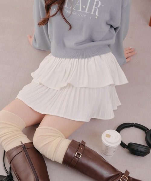 APPORTE PAR LES MARCHES（アポルテパーレマルシェ）の「ティアードミニプリーツスカート（スカート・レディース・ブラウン/ブラック/アイボリー・FREE）」の11枚目の写真