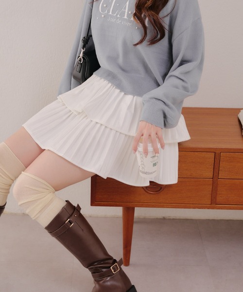 APPORTE PAR LES MARCHES（アポルテパーレマルシェ）の「ティアードミニプリーツスカート（スカート・レディース・ブラウン/ブラック/アイボリー・FREE）」の10枚目の写真