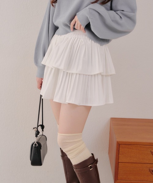 APPORTE PAR LES MARCHES（アポルテパーレマルシェ）の「ティアードミニプリーツスカート（スカート・レディース・ブラウン/ブラック/アイボリー・FREE）」の9枚目の写真