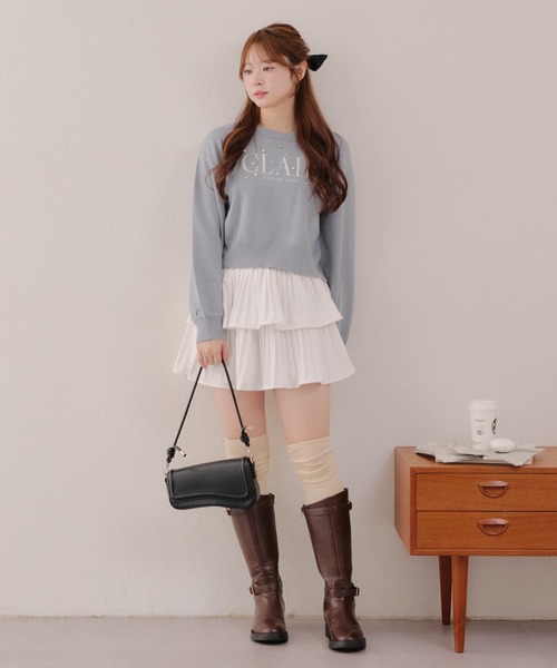 APPORTE PAR LES MARCHES（アポルテパーレマルシェ）の「ティアードミニプリーツスカート（スカート・レディース・ブラウン/ブラック/アイボリー・FREE）」の8枚目の写真