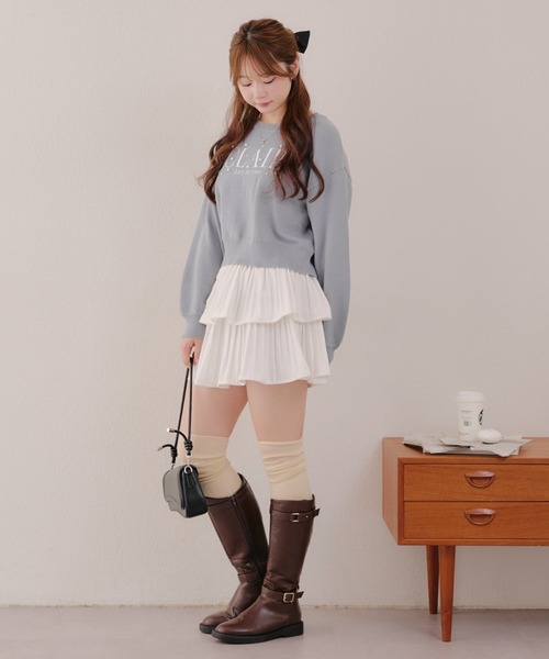 APPORTE PAR LES MARCHES（アポルテパーレマルシェ）の「ティアードミニプリーツスカート（スカート・レディース・ブラウン/ブラック/アイボリー・FREE）」の6枚目の写真