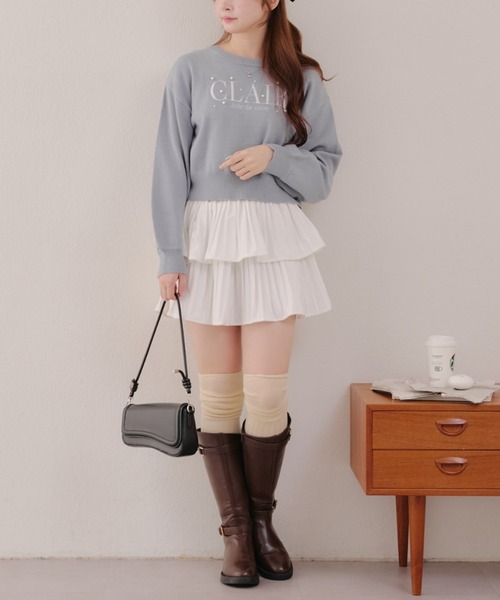 APPORTE PAR LES MARCHES（アポルテパーレマルシェ）の「ティアードミニプリーツスカート（スカート・レディース・ブラウン/ブラック/アイボリー・FREE）」の7枚目の写真