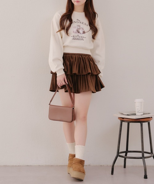 APPORTE PAR LES MARCHES（アポルテパーレマルシェ）の「ティアードミニプリーツスカート（スカート・レディース・ブラウン/ブラック/アイボリー・FREE）」の18枚目の写真