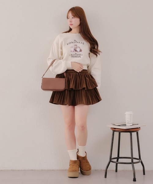 APPORTE PAR LES MARCHES（アポルテパーレマルシェ）の「ティアードミニプリーツスカート（スカート・レディース・ブラウン/ブラック/アイボリー・FREE）」の19枚目の写真