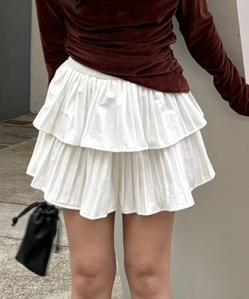 APPORTE PAR LES MARCHES（アポルテパーレマルシェ）の「ティアードミニプリーツスカート（スカート・レディース・ブラウン/ブラック/アイボリー・FREE）」の20枚目の写真