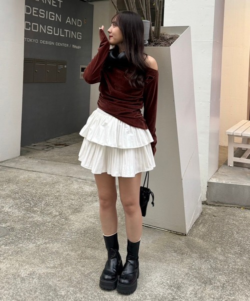 APPORTE PAR LES MARCHES（アポルテパーレマルシェ）の「ティアードミニプリーツスカート（スカート・レディース・ブラウン/ブラック/アイボリー・FREE）」の22枚目の写真