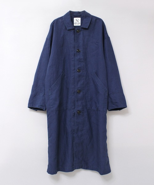 RNA-N（アールエヌエーエヌ）の「C0784 ＪＡＰＡＮ　ＬＩＮＥＮワークコート（ステンカラーコート・レディース・ダークインディゴブルー/ライトインディゴブルー/グレー・FREE）」の21枚目の写真